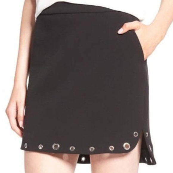 Trouvé NEW Metal Grommet Hem High Low Side Slit SKIRT Black NWT Business 🎉HP🎉 - Picture 4 of 16